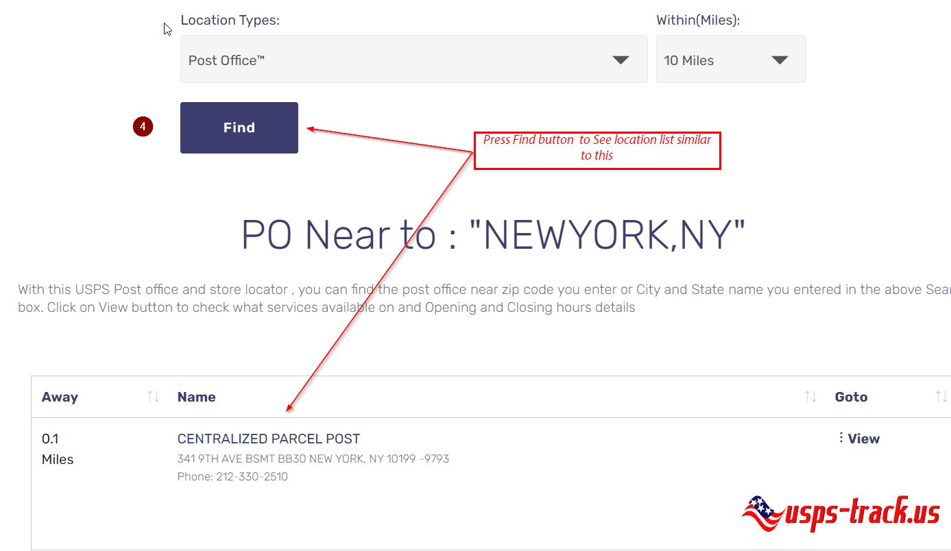 USPS Location Post office near me step 4